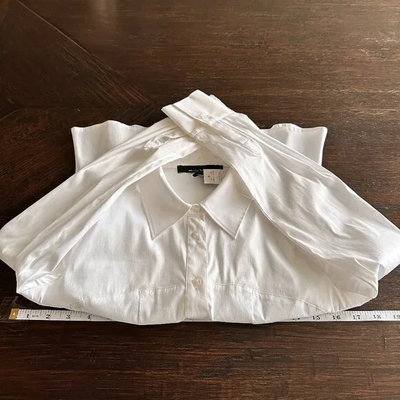 WHBM White Button Down Poplin Shirt Size: 2 - Business Casual Quiet Luxury - Picture 6 of 10